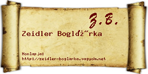 Zeidler Boglárka névjegykártya